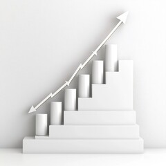 Poster - sleek and minimalist digital artwork showcasing an upward trending financial graph on a pristine whi