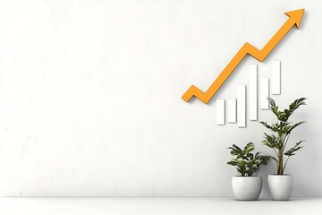 Poster - sleek and minimalist data visualization diagram with upward trending arrow graphic symbolizing prosp