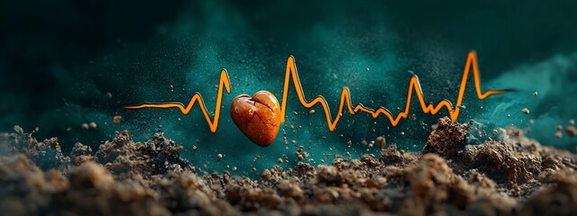 Poster - of a Heartbeat Monitor Displaying the Frequency and Pattern of Cardiac Rhythm and Vital Signs for Medical Diagnosis and Healthcare Monitoring