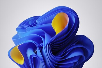 Poster - Abstract blue and yellow swirls, forming a dynamic, flowing, and vibrant composition.