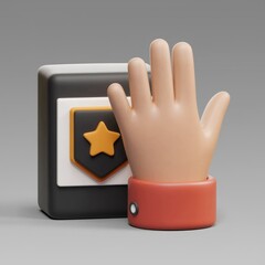Aufkleber - 3D render of a hand interacting with a star-marked box, symbolizing user engagement and rating.