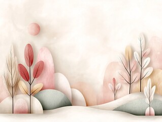 Poster - Serene pastel gradient landscape featuring a harmonious blend of gentle pink and beige hues with a delicate grainy textured overlay for a modern refined aesthetic