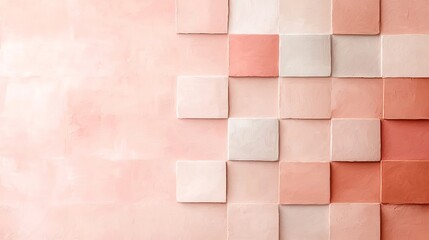 Poster - Minimalist pastel backdrop with a gentle gradient color shift from pale rose to soft tan layered with a touch of tactile detail showcasing a modern and refined aesthetic