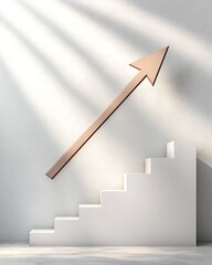 Poster - minimalist and elegant studio space with a financial chart featuring an upward pointing arrow evokin