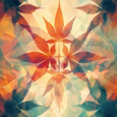 Poster - Artistic fusion of nature leaf textures and patterns abstract digital art vibrant colors creative exploration
