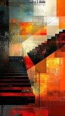Poster - Abstract staircase composition contemporary art gallery digital artwork modern environment creative perspective