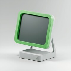 Aufkleber - A modern, minimalist computer monitor with a light green frame, sitting on a white base.