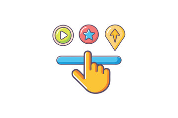 Wall Mural - Minimalist hand click icons in circular designs with bright tones, perfect for indicating digital actions or selection processes