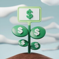 Aufkleber - Money plant growing, symbolizing financial growth and investment returns.