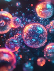 Fototapete - Viruses invading and interacting with human cells in a dynamic visual representation. Generative AI