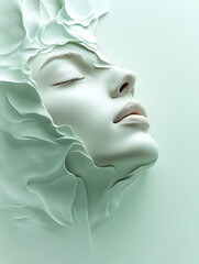 Poster - Artistic expression of serenity abstract portrait ethereal background digital art close-up conceptual beauty