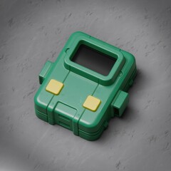 Aufkleber - A retro-styled green handheld device with a screen and buttons, reminiscent of old gaming consoles or communicators.