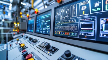 Poster - Control Room with Advanced Digital Monitors and Equipment Display