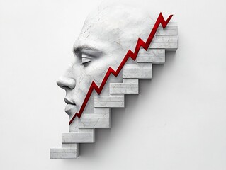 Poster - minimalist white backdrop showcasing an upward trending financial chart symbolizing economic prosper