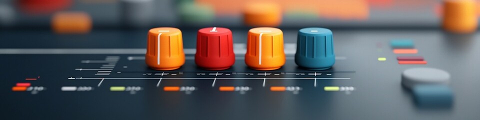 Poster - Detailed image of a spectrum analyzer device displaying the frequency distribution of an audio signal on a control panel with various dials knobs and settings for professional audio engineering
