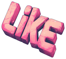 Aufkleber - Pink 3D Like icon with glittery texture, isolated on transparency background, featuring bold and playful design that conveys positivity and engagement