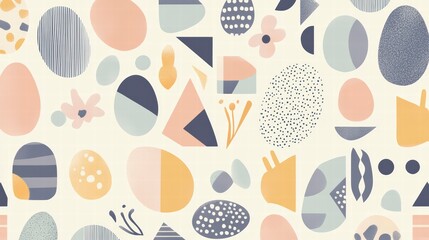 Poster - abstract shapes seamless pattern: a playful and vibrant seamless pattern featuring a whimsical blend