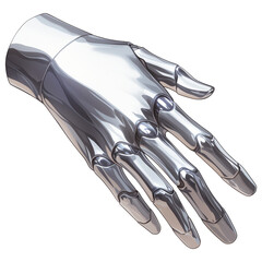 Aufkleber - shiny, polished platinum robotic hand with sleek and futuristic design, showcasing smooth metallic joints and reflective surface, isolated on transparency background
