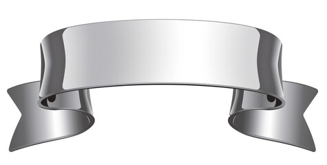 Aufkleber - Silver ribbon with glossy metallic finish and smooth, reflective surface, isolated on transparency background. ribbon features curved design with folded ends, creating elegant and modern look