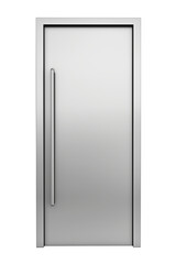 Poster - Modern silver sliding door with reflective surface and sleek handle, isolated on transparency background, showcasing minimalist and contemporary design