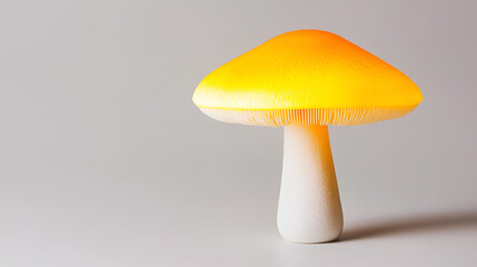 Wall Mural - Glowing mushroom isolated on grey background.