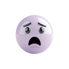 Poster - 3D anxious emoji in pale lavender with distressed expression, isolated on transparency background, conveying worry and fear