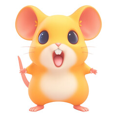 Poster - Adorable 3D cartoon hamster with orange fur, big eyes, and cheerful expression isolated on transparency background