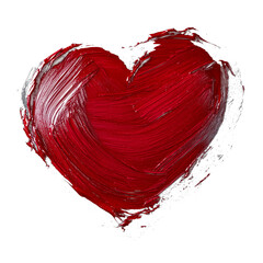 Aufkleber - vibrant burgundy heart with rich textured brushstrokes, isolated on transparency background, exuding passion and creativity