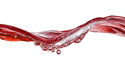 Poster - dynamic close up of red liquid flowing in wave like motion, showcasing its smooth texture and vibrant color against transparency background