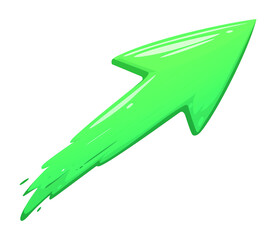 Aufkleber - vibrant green curved arrow with glossy metallic sheen and dynamic brushstroke effect, isolated on transparency background, symbolizing progress and upward movement