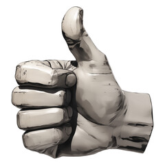 Poster - metallic silver thumbs up symbol with brushed texture, showcasing smooth and polished design, representing approval or positivity