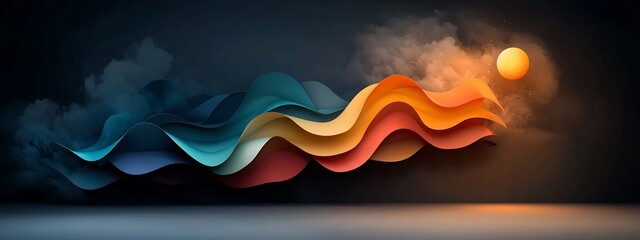 Poster - This captivating digital depicts a mesmerizing visualization of the concept of resonance across different frequencies  The dynamic colorful waves and curves convey a sense of fluid motion harmony