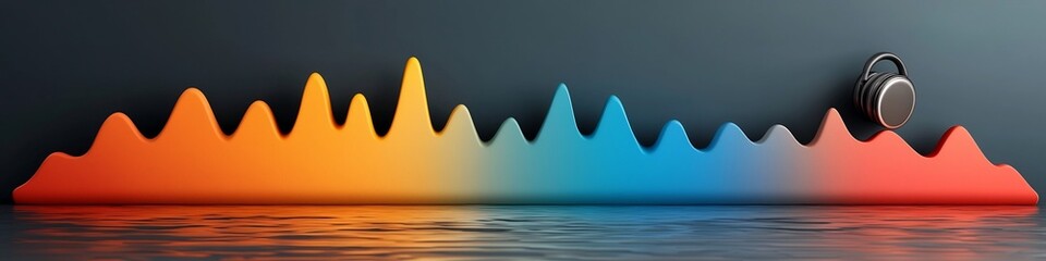 Poster - Vibrant 3D Spectrum Display   Visualizing the Range of Frequencies from Low to High in a Rendering