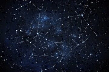 Poster - Vivid starry night sky adorned with constellations and a bright full moon over a serene landscape. Generative AI