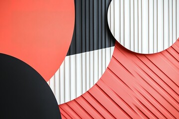 Poster - abstract geometric pattern in coral, black, and white.