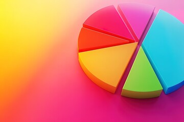 Poster - Colorful 3D pie chart on gradient background