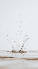 Poster - Crown shaped water splash rising from a calm water surface, creating ripples, droplets, and a sense of tranquility against a clean background