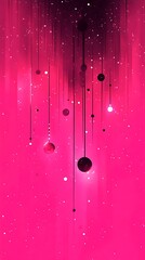 Wall Mural - Pink abstract background with black spheres.