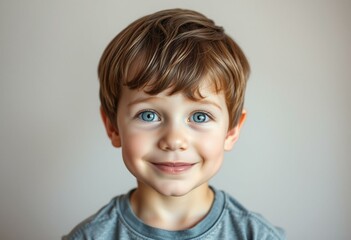 Wall Mural - A portrait of a 3-year-old boy with brown hair and blue eyes