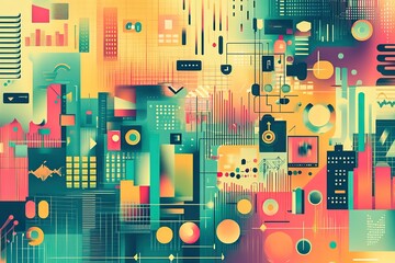 Poster - Abstract geometric digital cityscape artwork