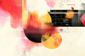 Poster - Abstract art with red, orange, and black shapes