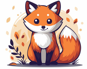 Wall Mural - Cute fox cartoon icon. Animal zoo life nature and fauna theme. Colorful design. Vector illustration.