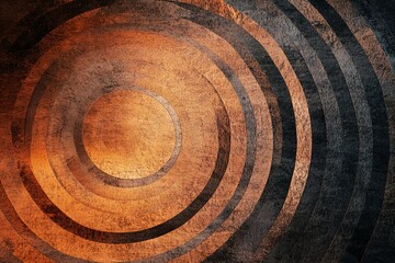 Poster - Abstract concentric circles, bronze and dark tones