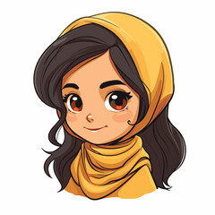 Cute Muslim girl in hijab cartoon character. Vector illustration