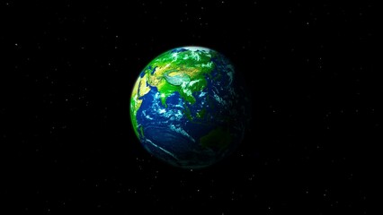 3d rotated zoom in realistic planet earth in star background h day night