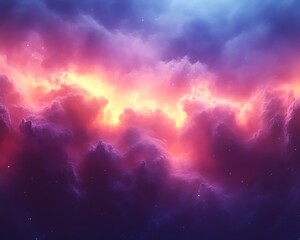 Wall Mural - vibrant cosmic cloudscape with pink, purple, and orange hues.