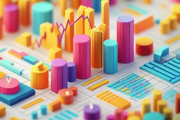 Poster - Colorful 3D data visualization charts