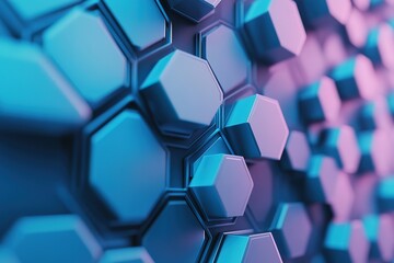 Poster - Abstract hexagonal pattern in blue and purple