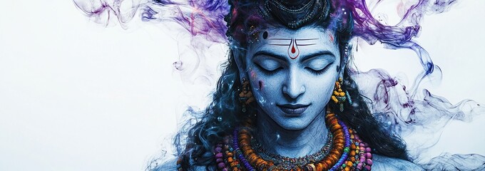 Wall Mural - Hindu festival Maha Shivratri. Vector illustration Of Shivratri, Maha Shivratri with hindi massage om maha shivaya