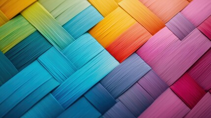 Wall Mural - colorful woven background with a rainbow pattern